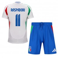 Fotballdrakt Barn Italia Giacomo Raspadori #11 Bortedraktsett EM 2024 Kortermet (+ Korte bukser)